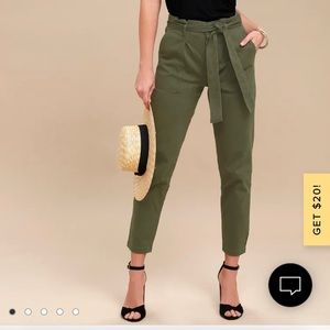 NWT Lulu’s Olive Green Tie-Waist Pants
